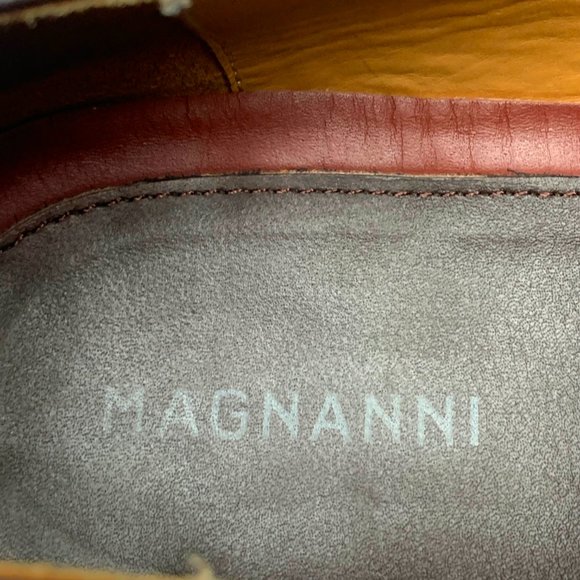 MAGNANNI Brown Calfskin & Crocodile‎ Medallion Toe Dress Brogues main image 6